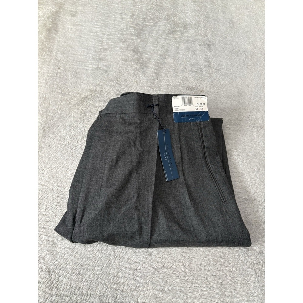 Louis Raphael Luxe Dress Pants Mens 38x32 Mid Grey 100% Wool NWT